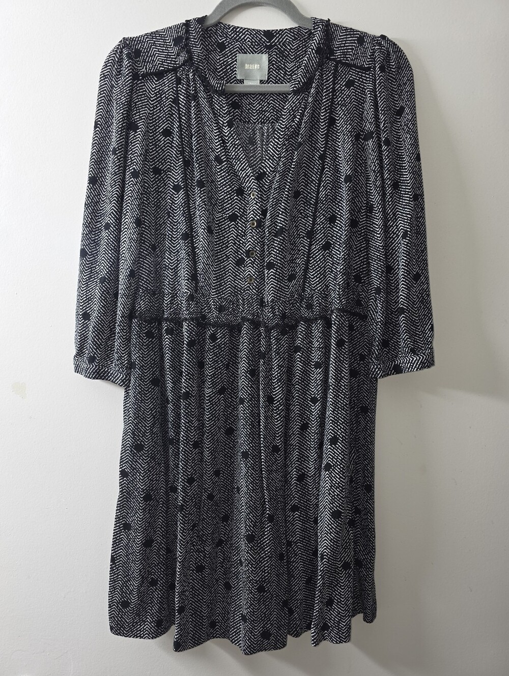 Maeve By Anthropologie Gray Polka Dot Abstract Dress Size S